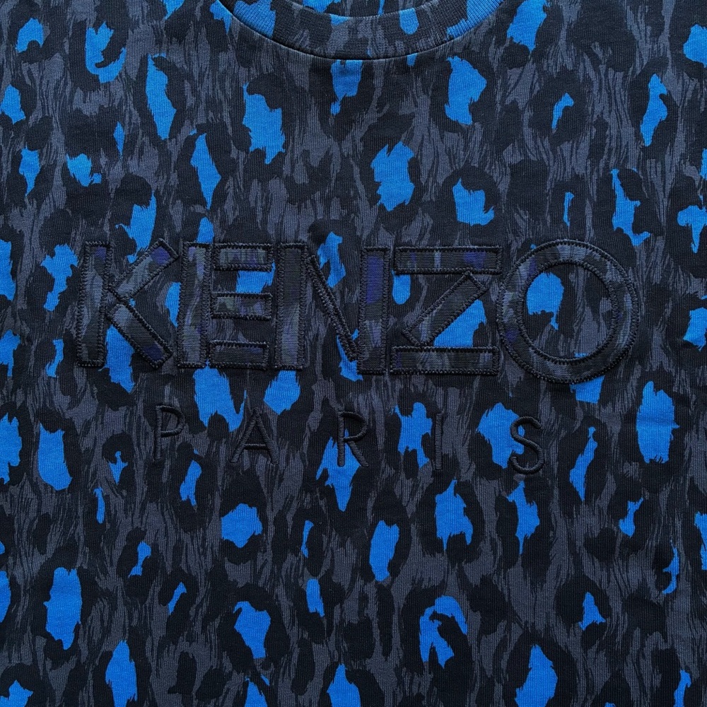 KENZO Paris Leopard Print Blue / Grey / Black T-Shirt - Picture 7 of 11